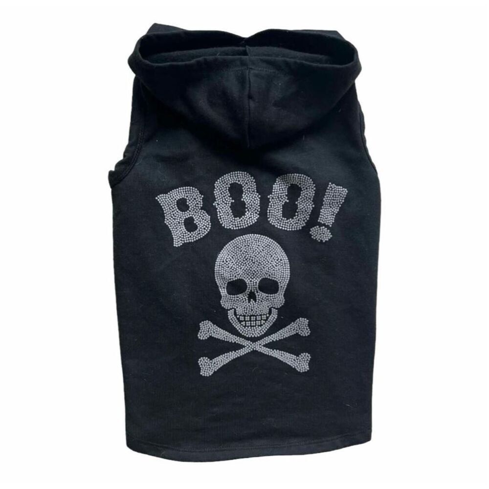 Simply Dog Boo Skull Halloween Hooded Hoodie Festive Shirt - Sz L 21-24”